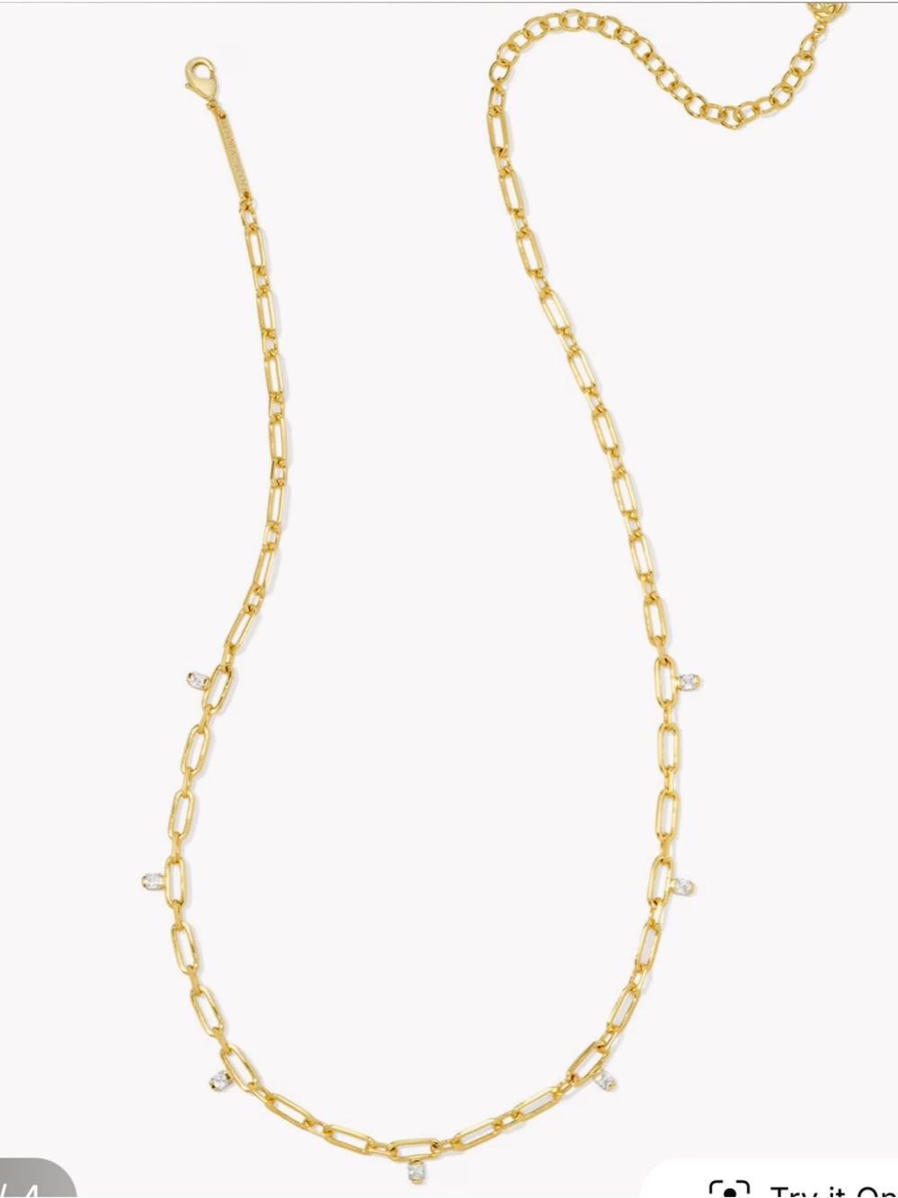 Kendra Scott Celia gold crystal chain necklace in white cz
